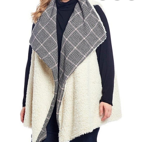 Westbound woman plus size reversible plaid vest - Picture 3 of 16